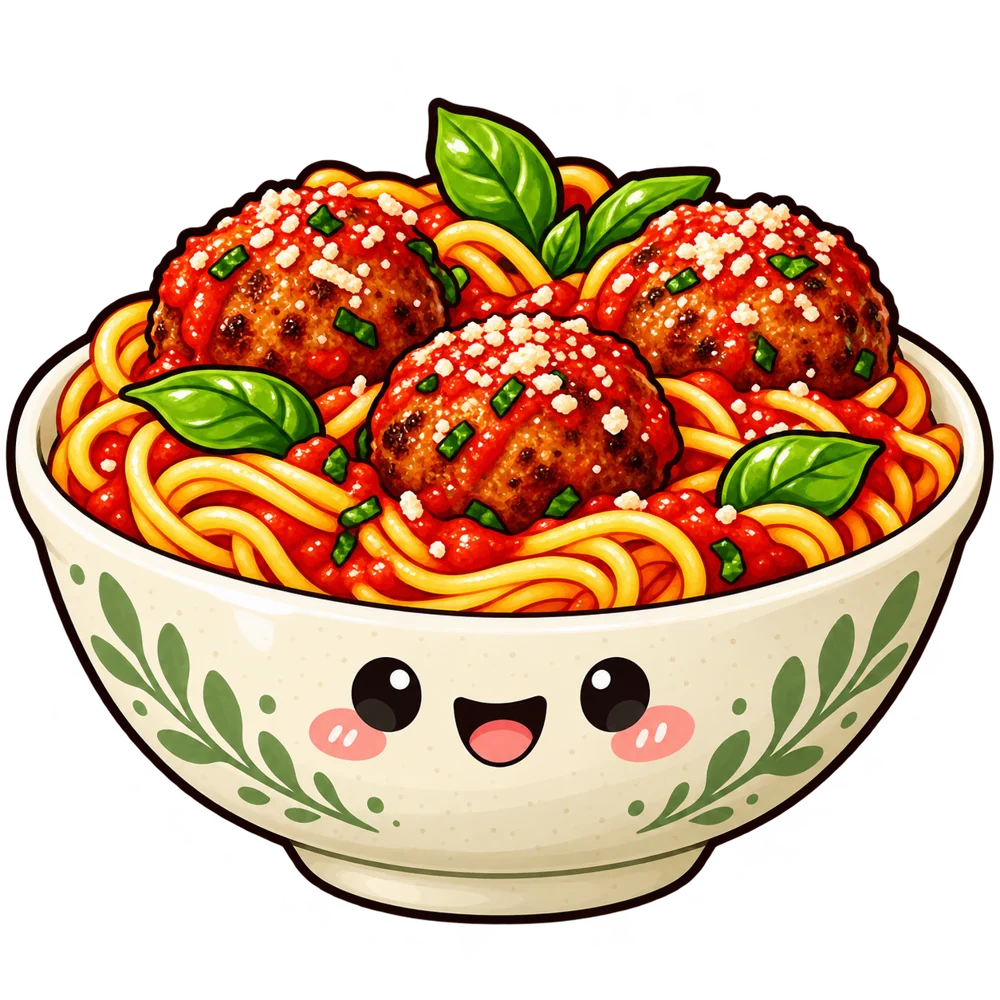 Spaghetti and meatballs Food Cartoon