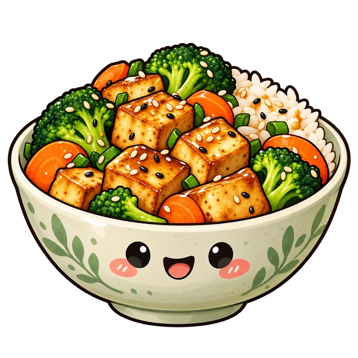Smiling crispy tofu garden bowl